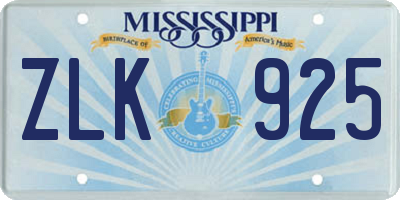 MS license plate ZLK925