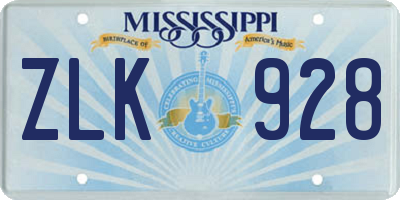 MS license plate ZLK928