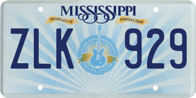 MS license plate ZLK929
