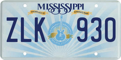 MS license plate ZLK930
