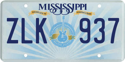 MS license plate ZLK937