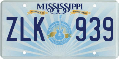 MS license plate ZLK939