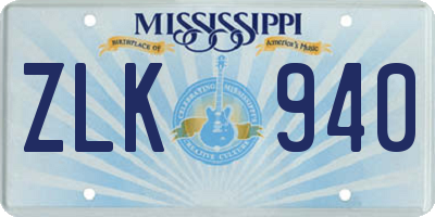 MS license plate ZLK940