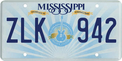 MS license plate ZLK942