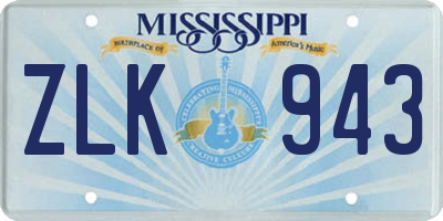 MS license plate ZLK943