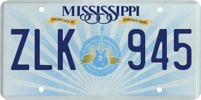 MS license plate ZLK945