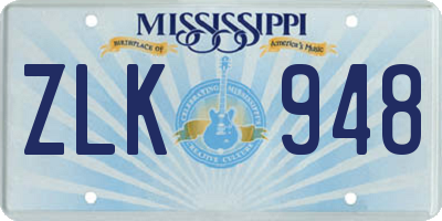 MS license plate ZLK948