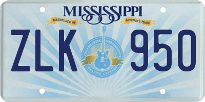 MS license plate ZLK950