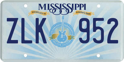 MS license plate ZLK952