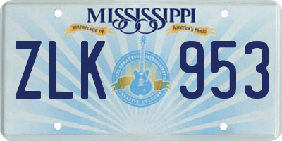 MS license plate ZLK953