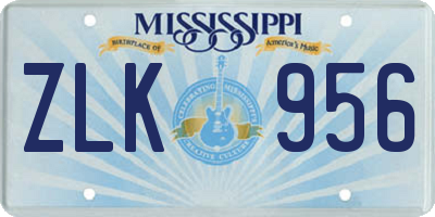 MS license plate ZLK956