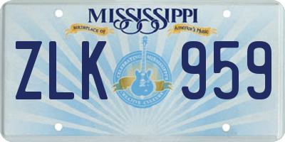 MS license plate ZLK959