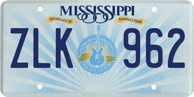 MS license plate ZLK962