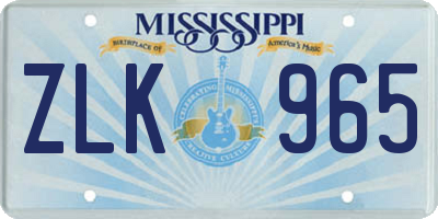 MS license plate ZLK965