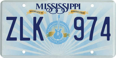 MS license plate ZLK974