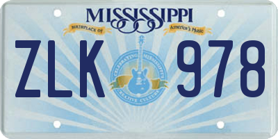 MS license plate ZLK978