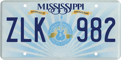 MS license plate ZLK982