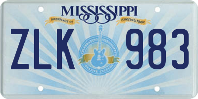 MS license plate ZLK983