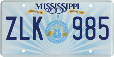 MS license plate ZLK985
