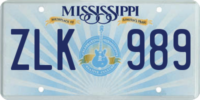 MS license plate ZLK989