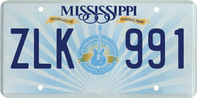 MS license plate ZLK991