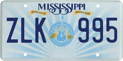MS license plate ZLK995