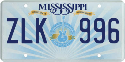 MS license plate ZLK996