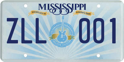 MS license plate ZLL001
