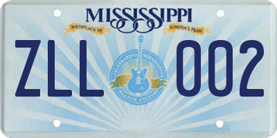 MS license plate ZLL002