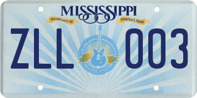 MS license plate ZLL003
