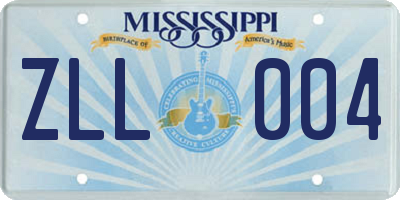 MS license plate ZLL004