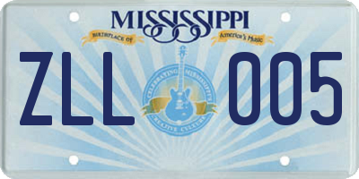 MS license plate ZLL005