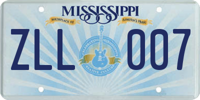 MS license plate ZLL007