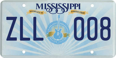 MS license plate ZLL008