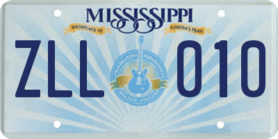 MS license plate ZLL010