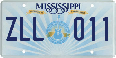 MS license plate ZLL011