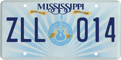 MS license plate ZLL014