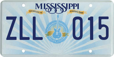 MS license plate ZLL015