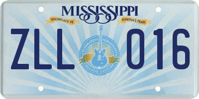 MS license plate ZLL016