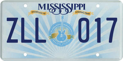 MS license plate ZLL017