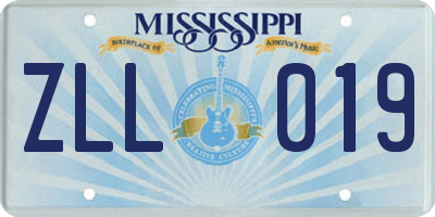 MS license plate ZLL019