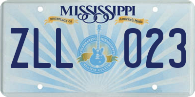 MS license plate ZLL023