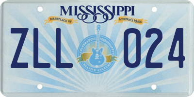 MS license plate ZLL024