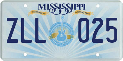 MS license plate ZLL025