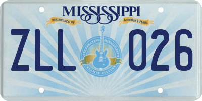 MS license plate ZLL026