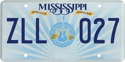 MS license plate ZLL027