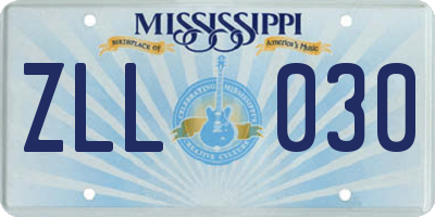 MS license plate ZLL030