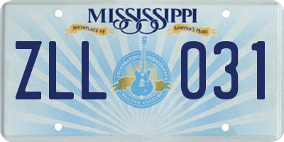 MS license plate ZLL031