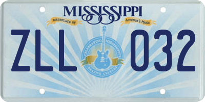MS license plate ZLL032