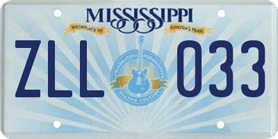 MS license plate ZLL033